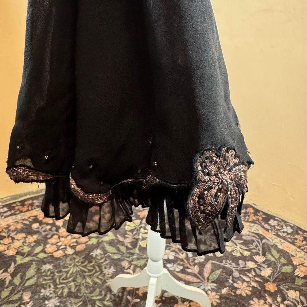 René Derhy Collection Vintage Black Midi Skirt – Beaded & Embroidered Hem | Plea - Picture 3 of 5
